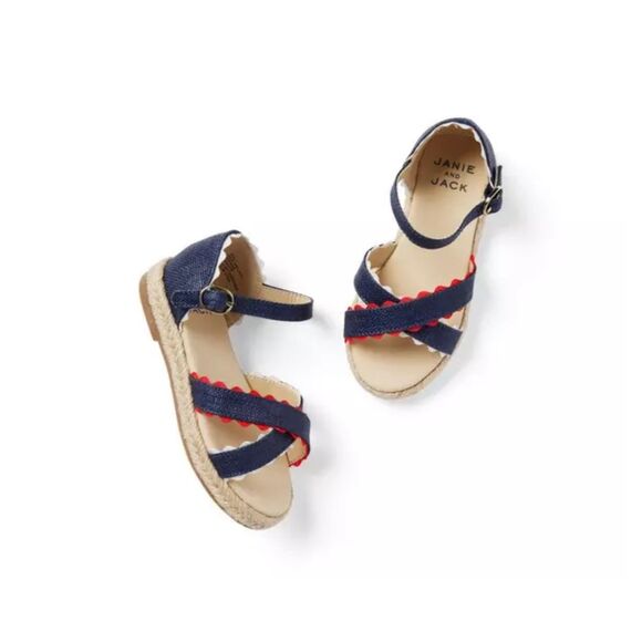 Janie & Jack Ric Rac Cross Strap Espadrille in Merchant Marine Size 7 - Picture 1 of 5